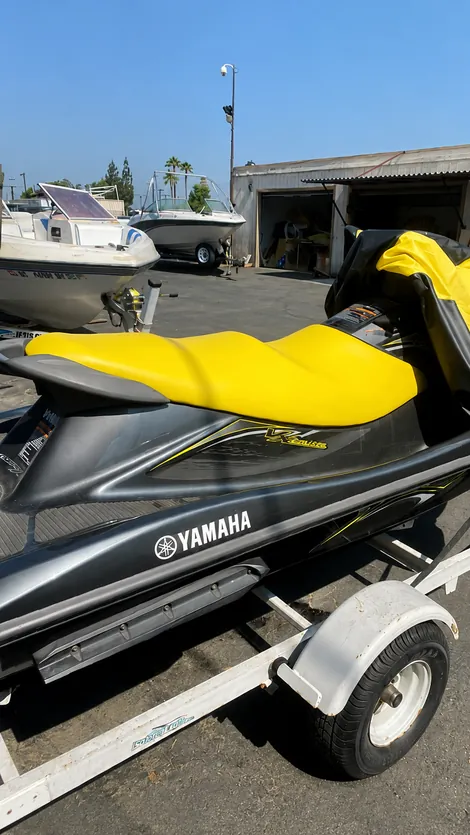 Yamaha jet ski with a custom yellow seat